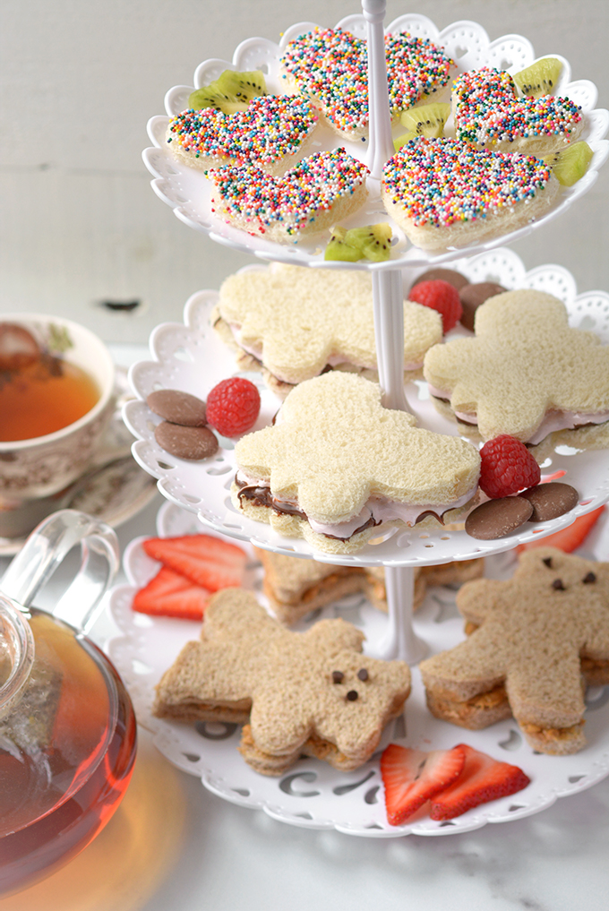 3 Kid's Tea Party Sandwiches on a Tiered Tea Plate