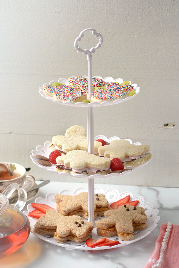 Tiered Plate of 3 Kid's Tea Sandwiches