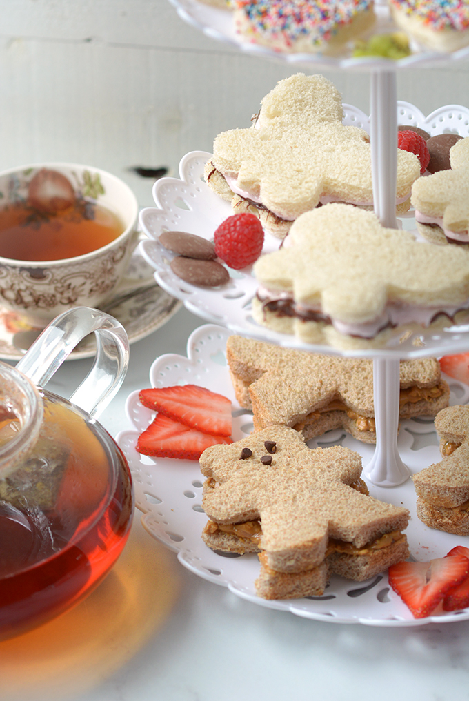 3 Kid's Tea Party Sandwiches Focused on Peanut Butter Honey Bear Sandwich