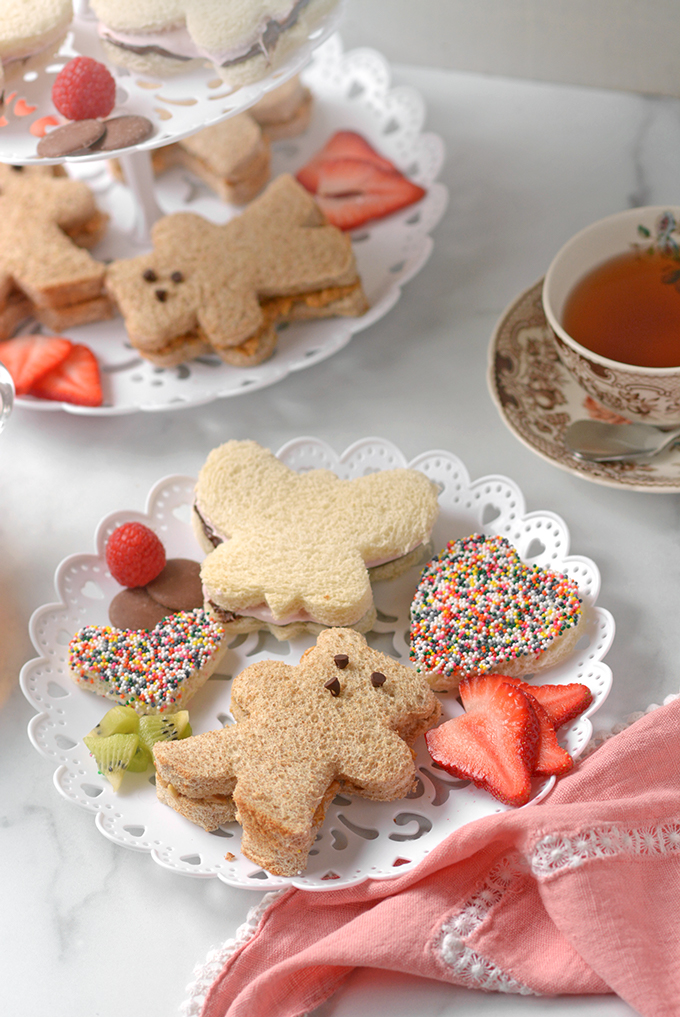 3 Kid's Tea Party Sandwiches on a Plate