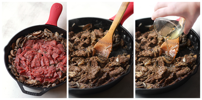 three-pictures-of-making-beef-stroganoff