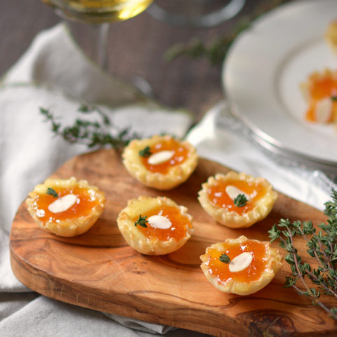 Almond Apricot and Brie Phyllo Cups
