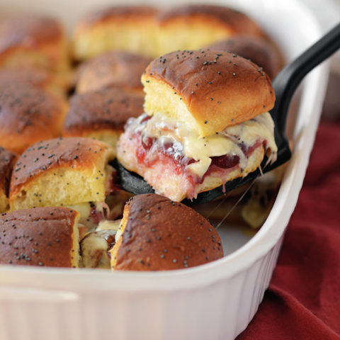Cheesy Cranberry Bacon and Turkey Sliders