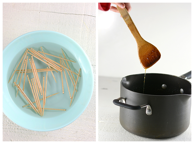 Soaking Toothpicks and Making Honey Glaze