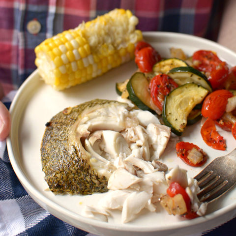 Roasted Bass and Summer Vegetables