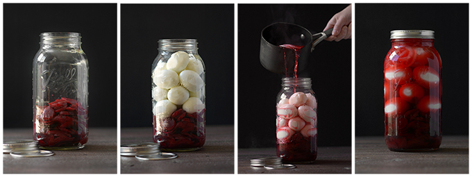 4 Step Photos Showing How to Make Pickled Eggs