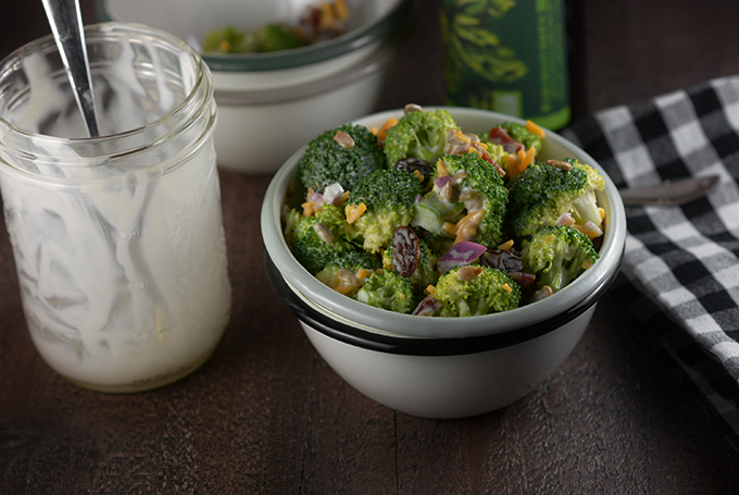 Horizontal Photo of Bowl of Broccoli Salad