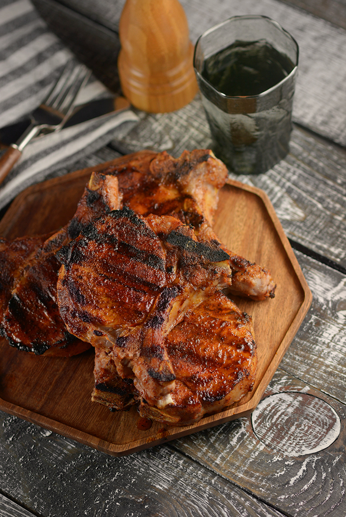Grilled BBQ Dry Rubbed Pork Chops
