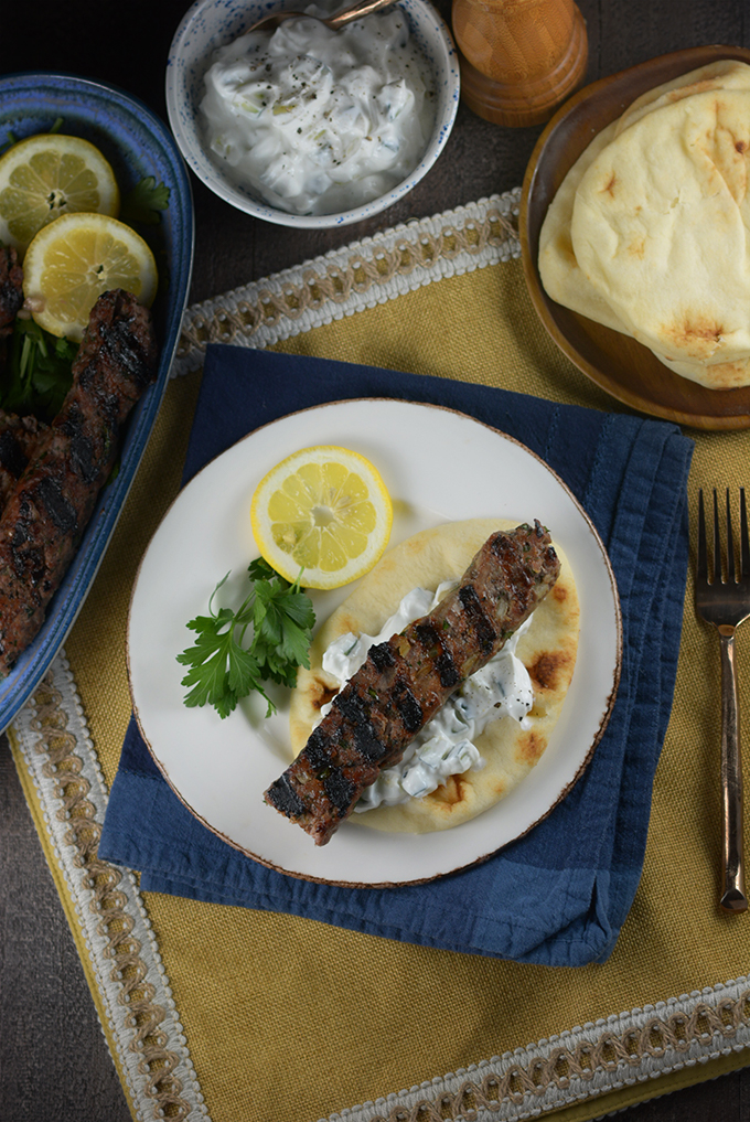 Middle Eastern Grilled Lamb Kebabs with Cucumber Yogurt Salad - Simple ...