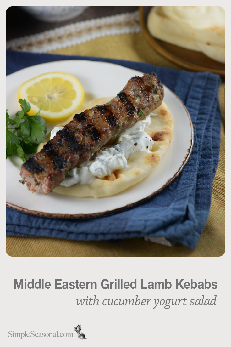 Middle Eastern Grilled Lamb Kebabs with Cucumber Yogurt Salad