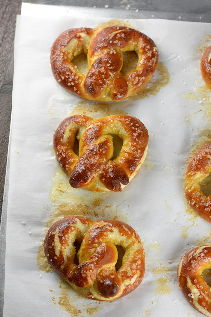 Freshly baked soft pretzels