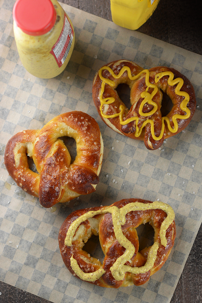 homemade soft pretzels with mustard