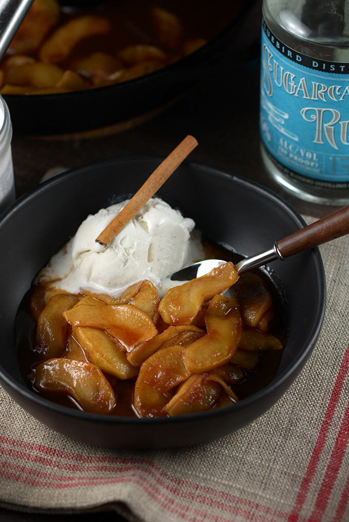 Bowl of Southern Fried Apples with Ice Cream