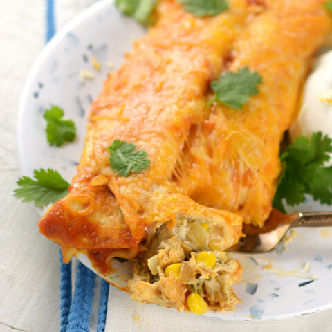 Loaded Creamy Chicken and Poblano Enchiladas