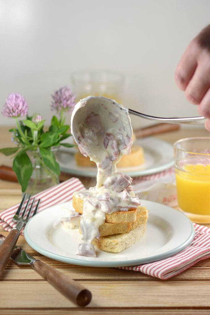 Serving Cream Chipped Beef and Toast on a Plate