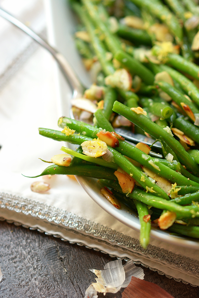Close-up Picture of Green Beans Almondine